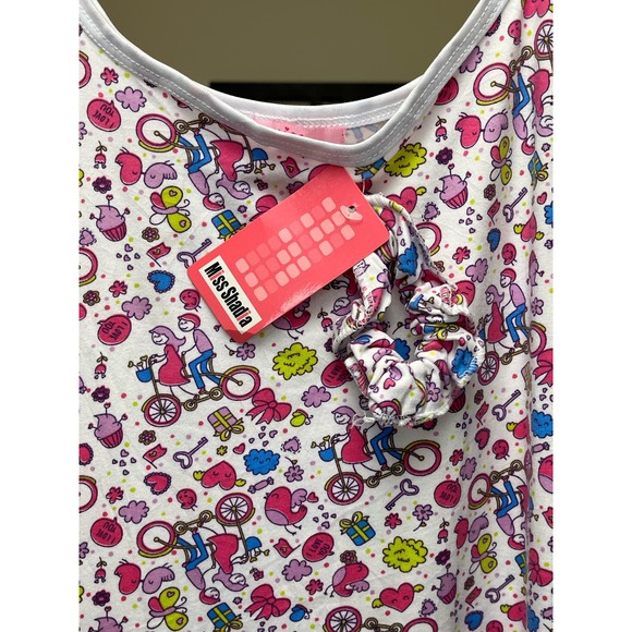 NWT Miss Shadia Cotton Nightgown & Matching Scrunchy Junior Medium Sleepwear - Picture 2 of 6
